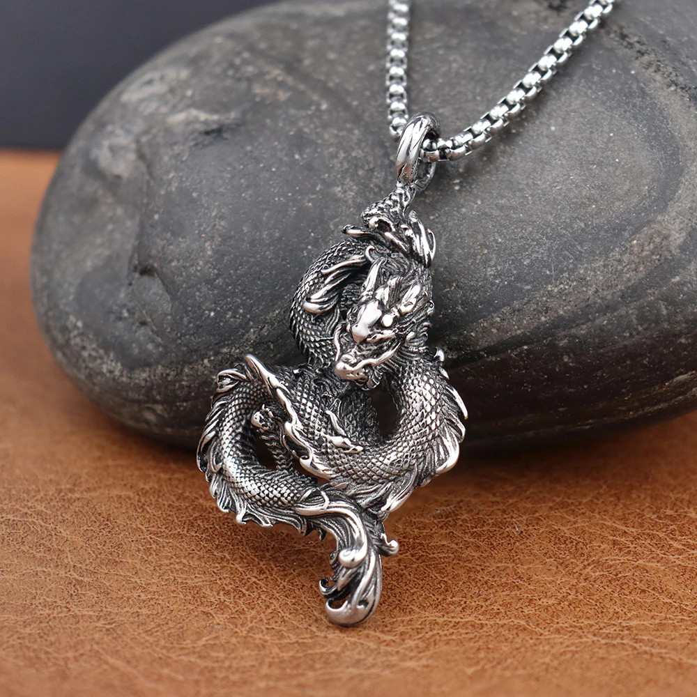 Fashion Chinese Dragon Pendant Chain Stainless Steel Domineering Loong Necklaces