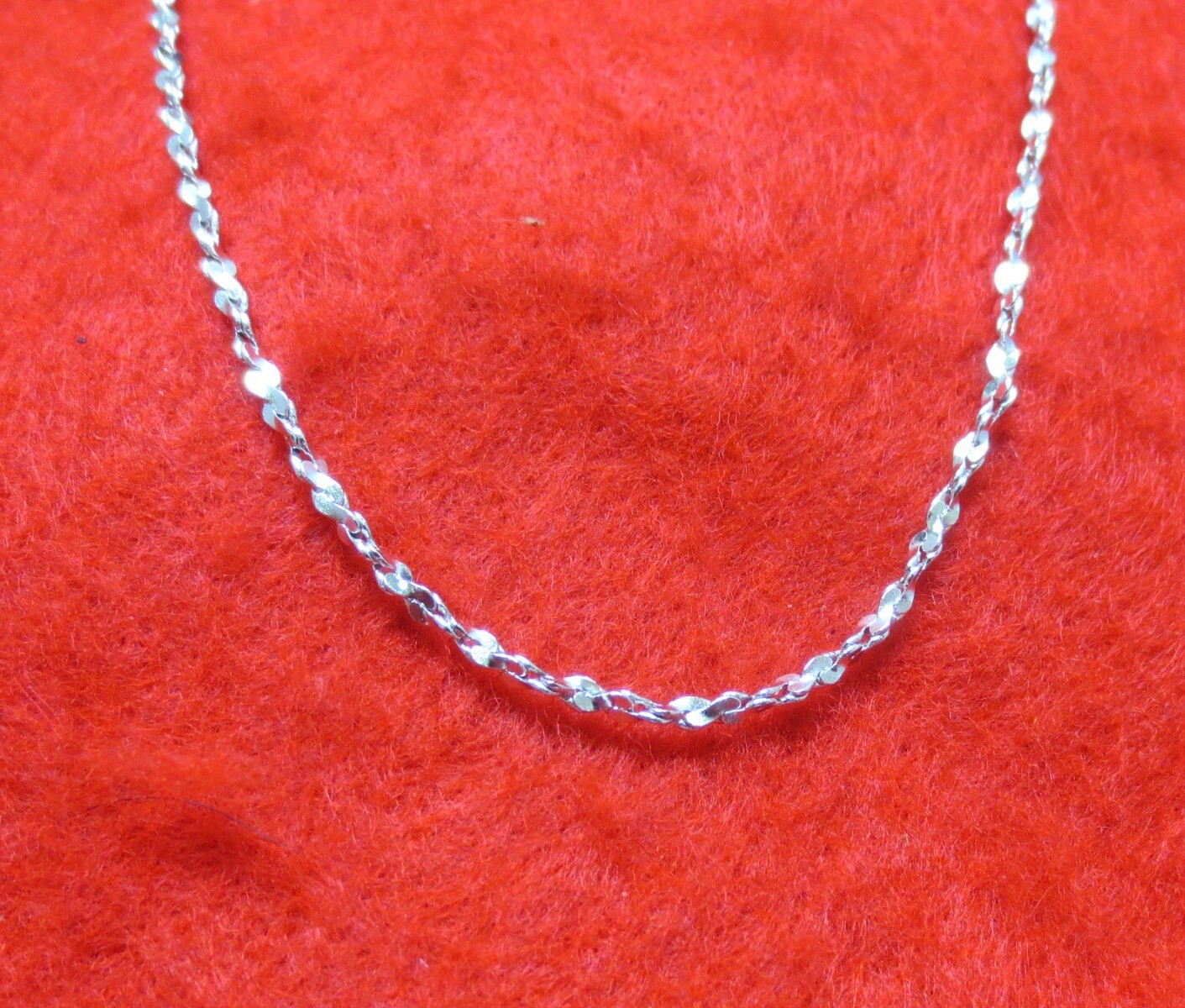 14KT WHITE GOLD EP 24 INCH 2MM TWISTED NUGGET DESIGNER CHAIN NECKLACE
