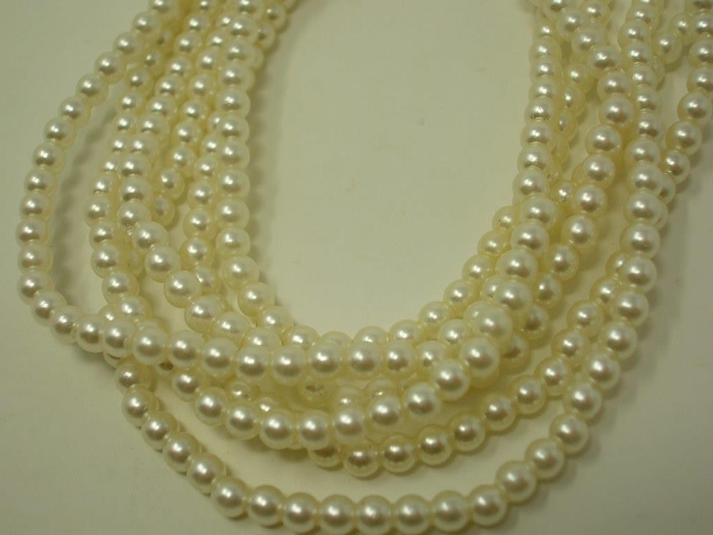 Estate Multi-Strand Imitation Pearl Necklaces Lot 6-Strand 24″ & 3-Strand 18″