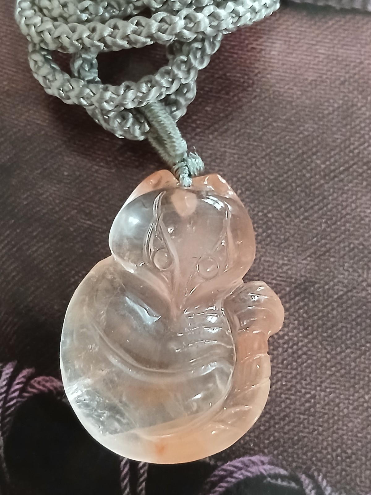 Rabbit Hair Quartz Fox Pendant