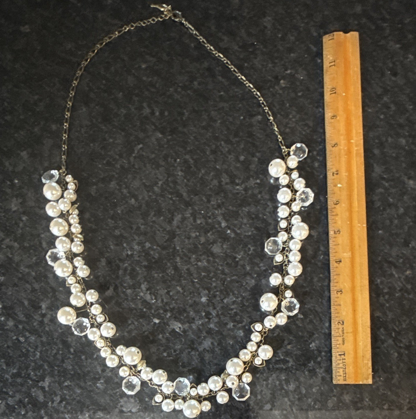 Chloe+Isabel Tone Faux Pearl & Clear Crystal Beaded Cable Chain Necklace
