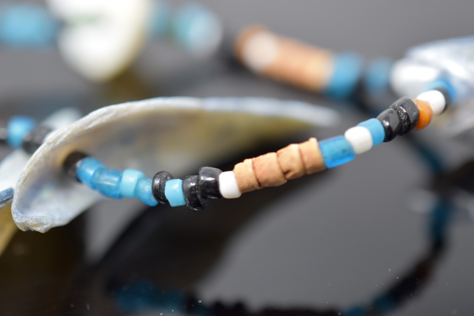 Fashion Sea Shells Turquoise Black Brown White Beaded Closed Loop Necklace 36″