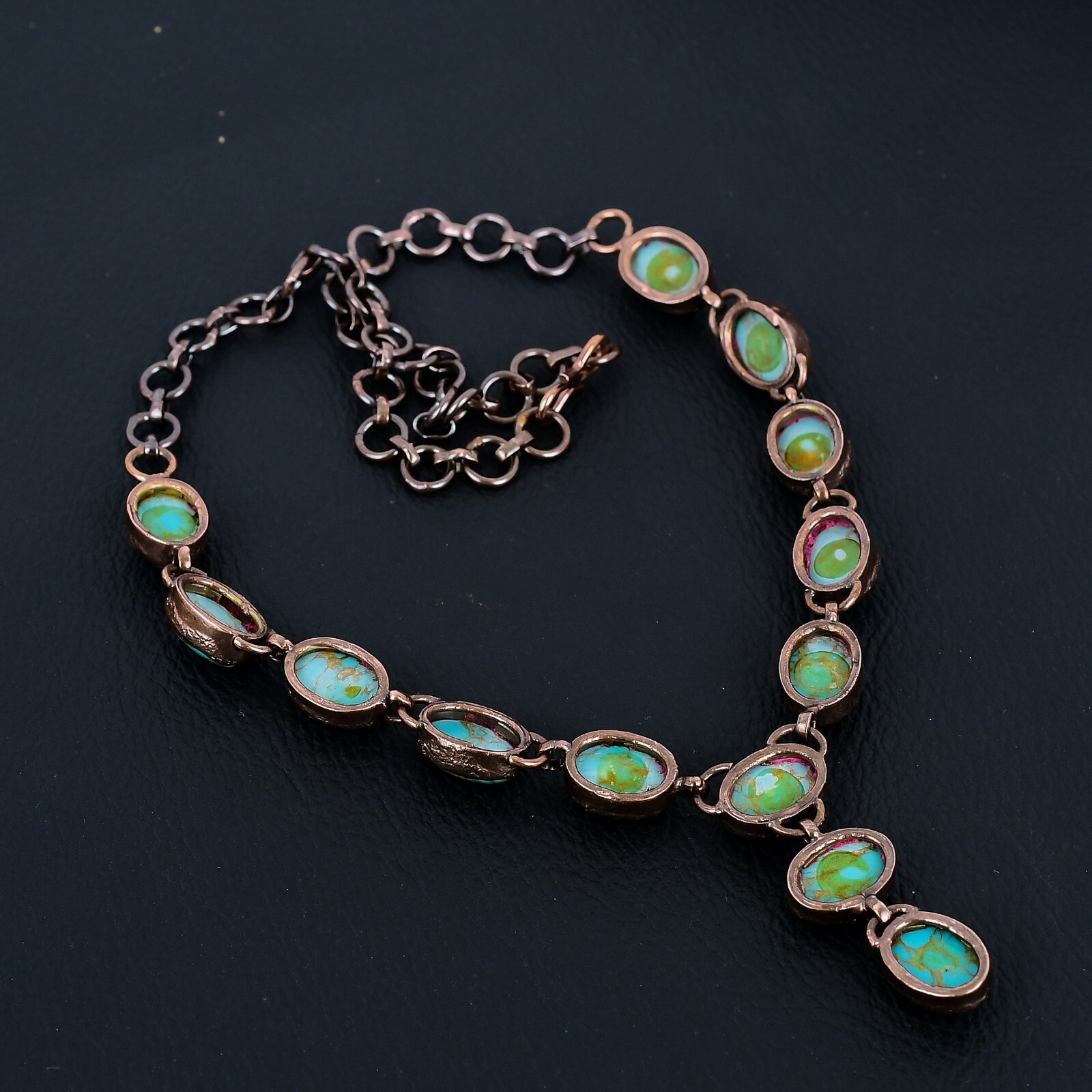 Arizona Turquoise Gemstone Handmade Copper Electroformed Necklace Jewelry