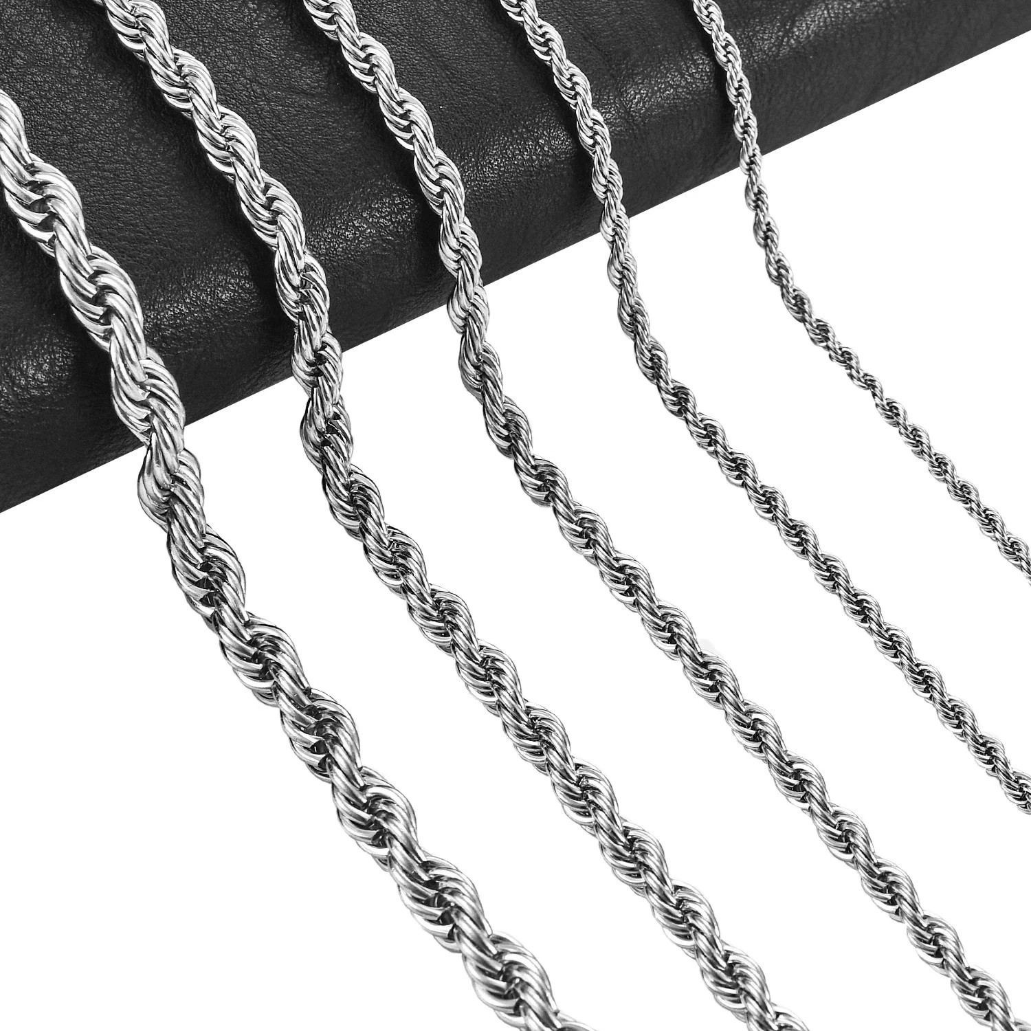 Men’s Stainless Steel Punk Twist Rope Chain Necklace for Women Silver Color Neck