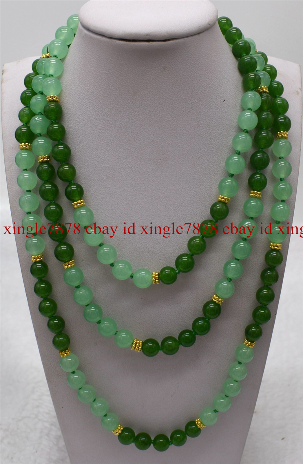Natural 8mm Light & Dark Green Jade Round Gemstone Beads Necklace 36-100″ AAA+