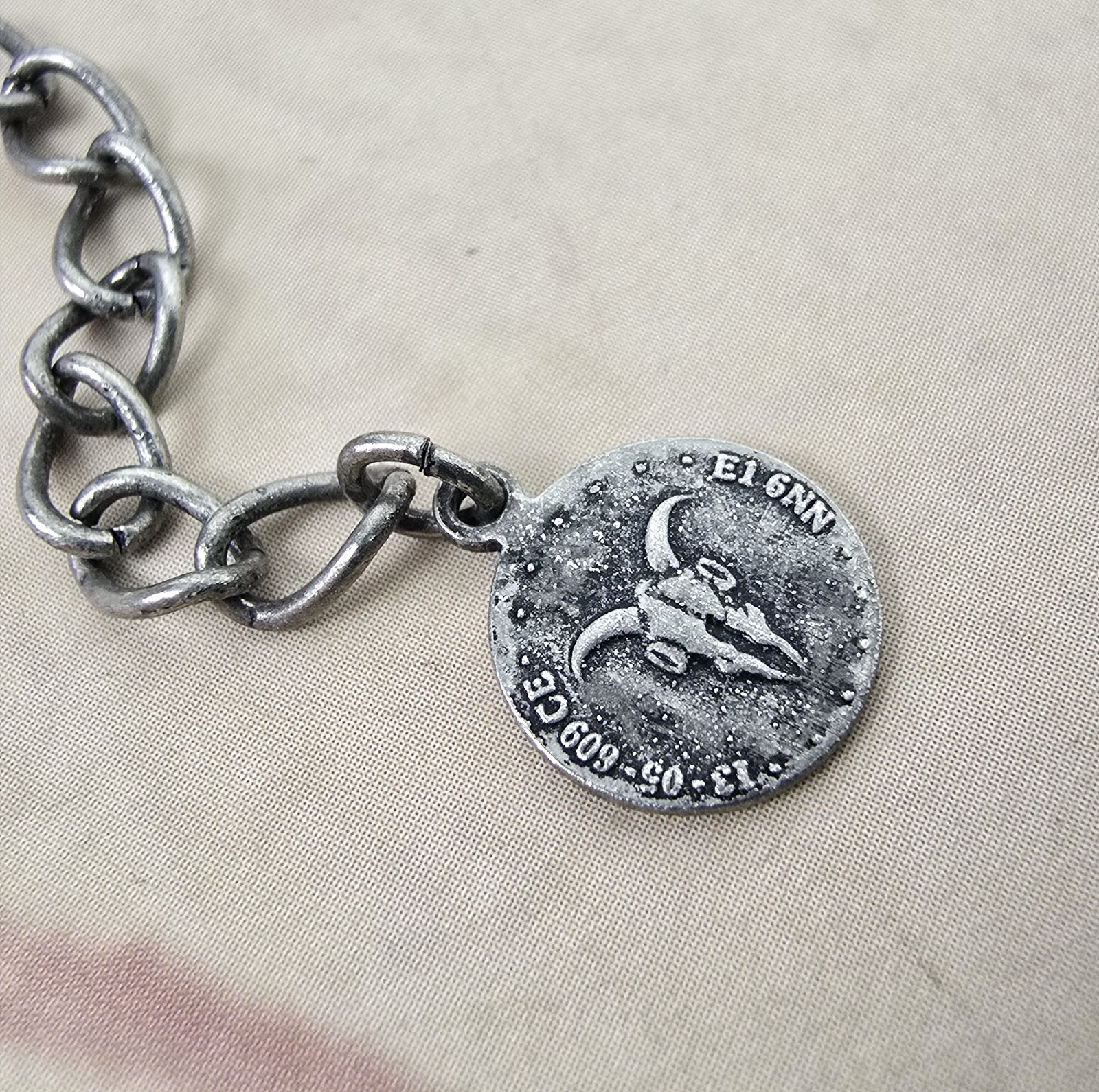 ALL SAINTS WOMENS VINTAGE DISTRESSED PADLOCK NECKLACE BLACK GREY LOCKET RARE