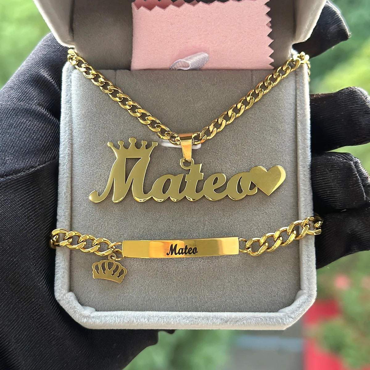 DHQH Original New Custom Name Set Jewelry Stainless Steel Love Crown Name Pendan