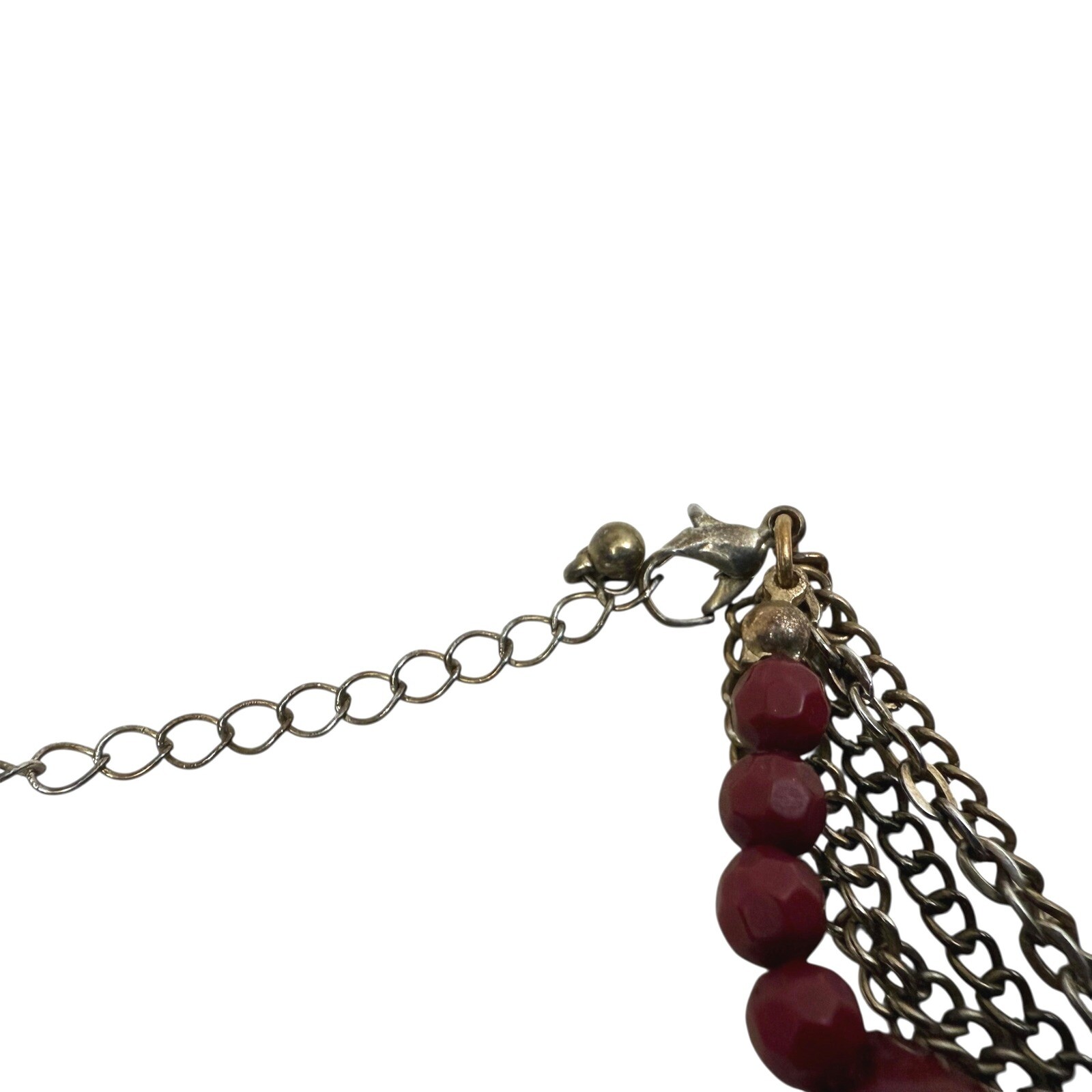 Ruby Red Faceted Acrylic Rhinestone Chain Chunky Beaded Statement Necklace 10 in