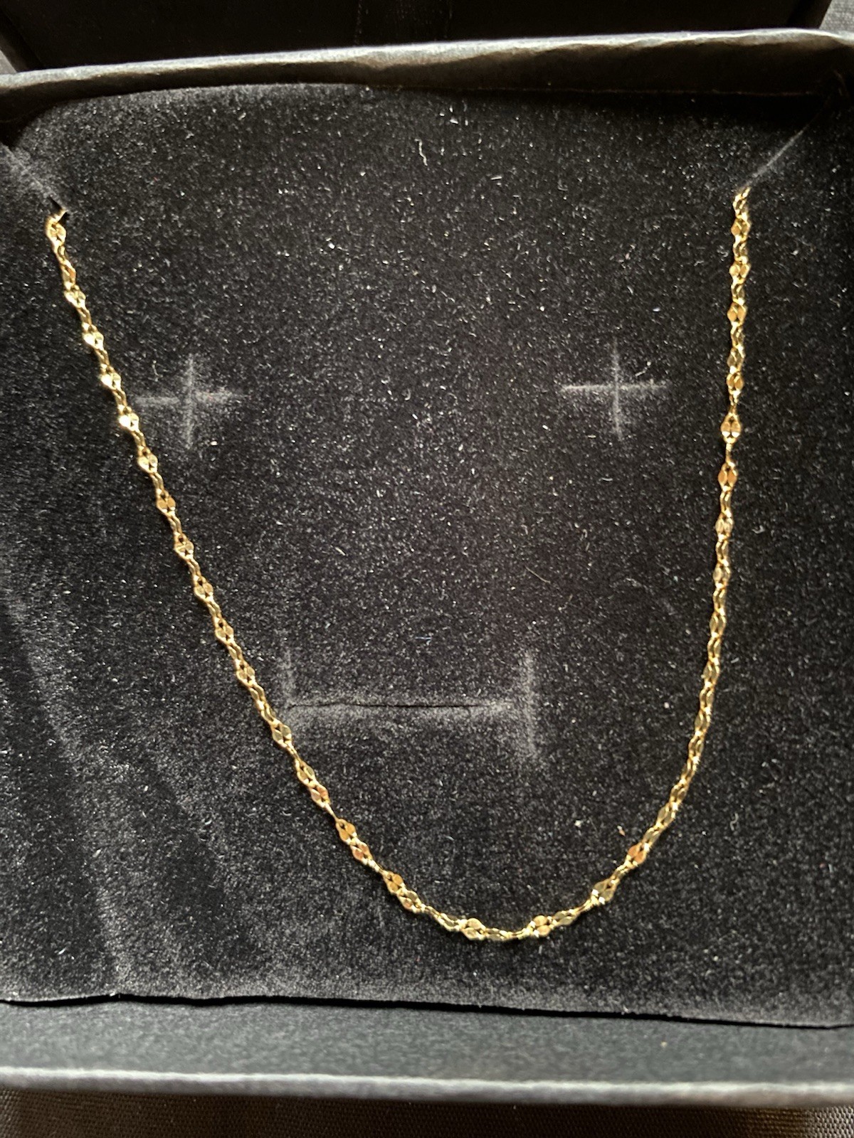 Solid 10K Yellow Gold Mirror Link Necklace 1.5mm 18 inches