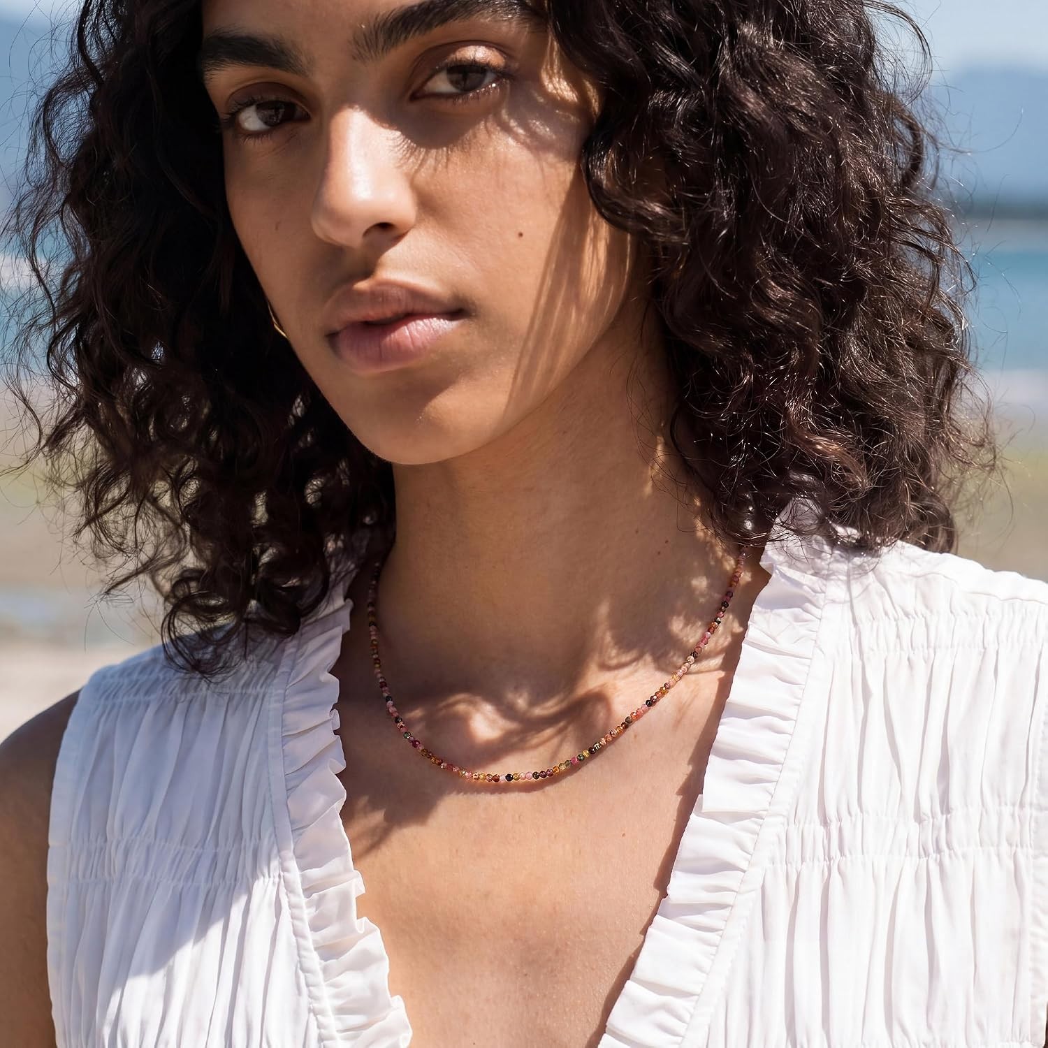 Lightweight Bohemian Pink Choker Necklace with 14K Gold Accents – Perfect Gift!
