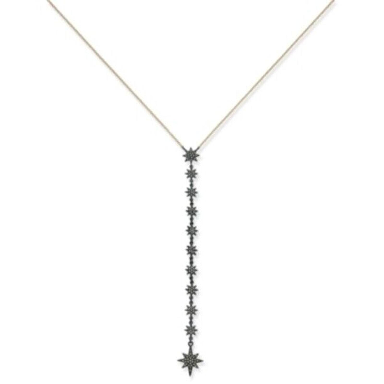 INC International Concepts Silver-Tone Crystal Lariat Necklace, 18″ + 3″ extende