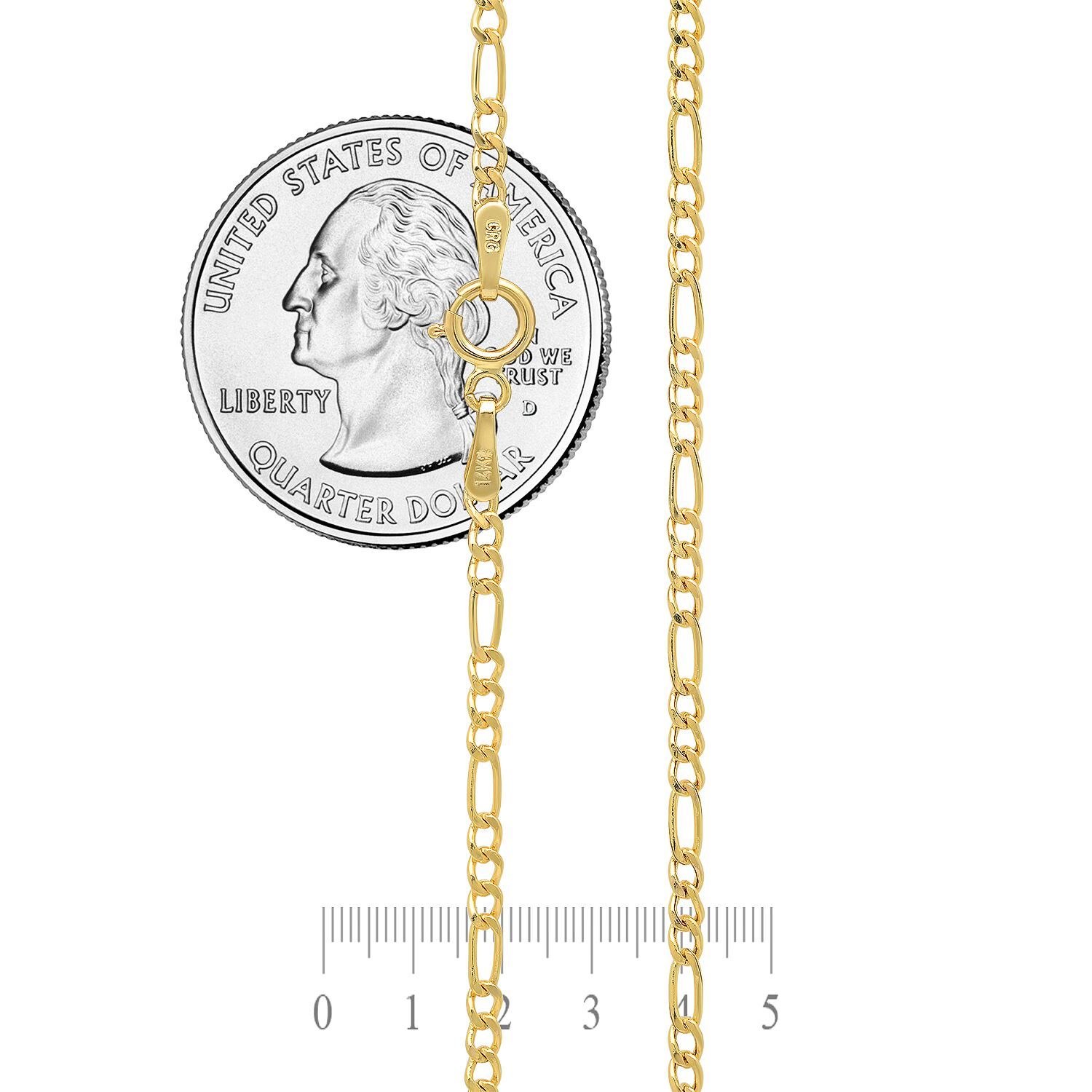 Real 14k Yellow Gold 1.8mm-6.5mm Figaro Link Chain Necklace Size 16″-30″ Hollow