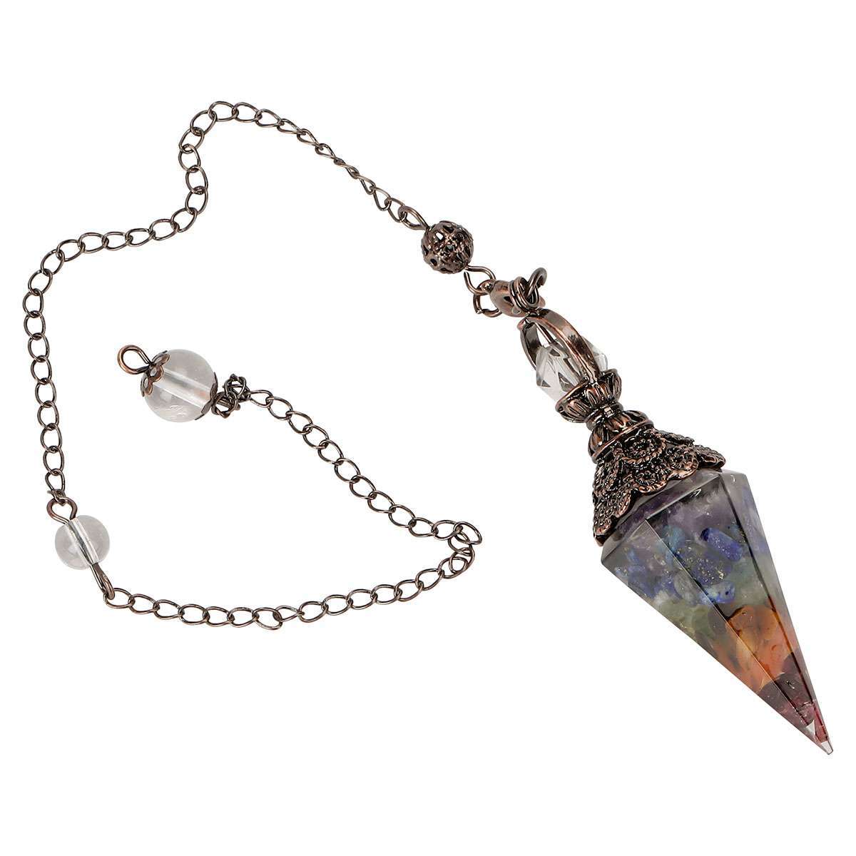 Natural Quartz Pendulum Healing Chips Stone Reiki Crystal Chakra Chain Pendant
