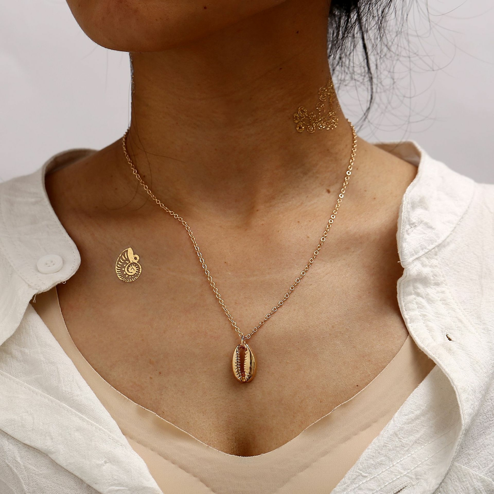 Fashion Boho Sea Shell Alloy Pendant Chain Choker Necklace Women Beach Jewelry