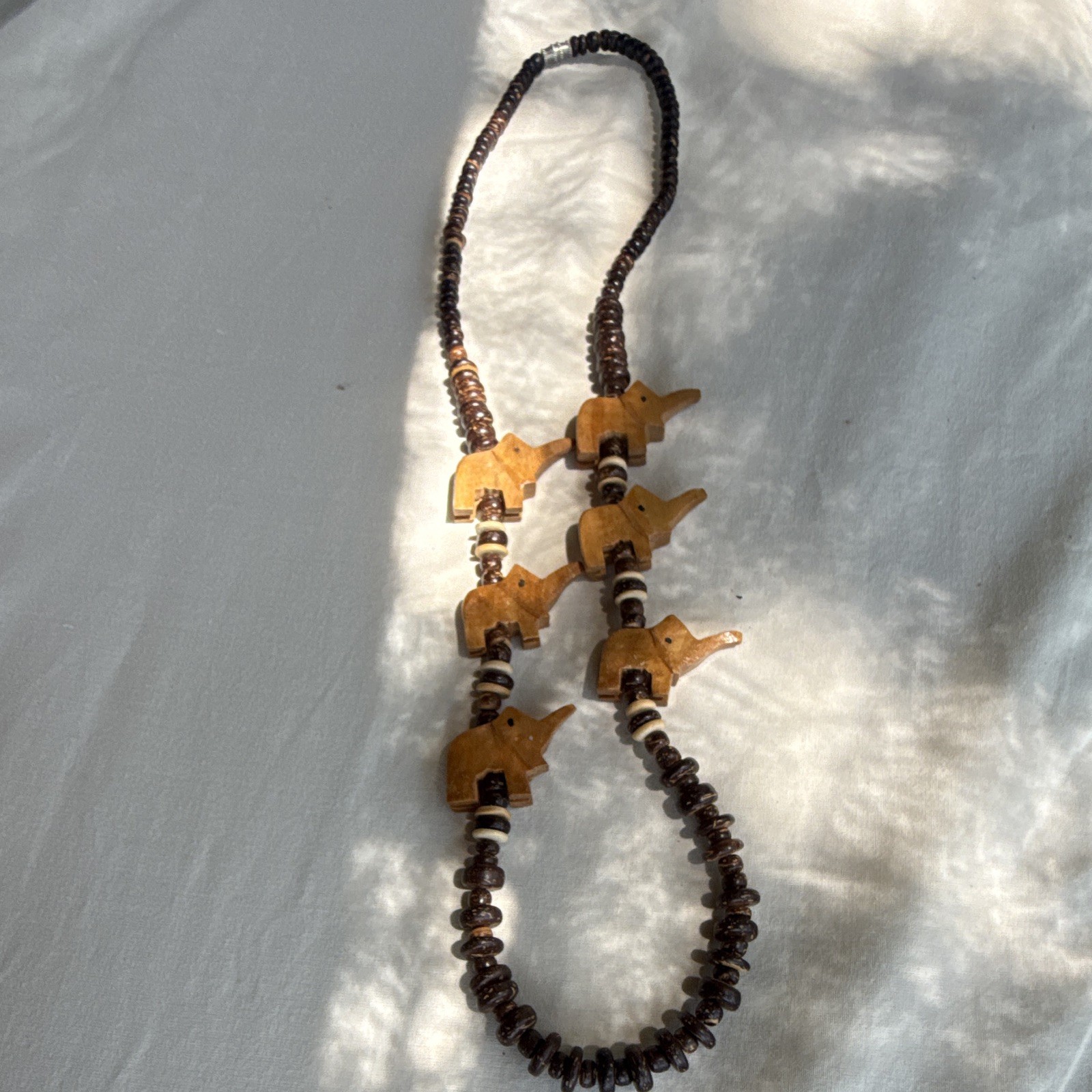 Vintage African Wooden Elephant 11″ Necklace