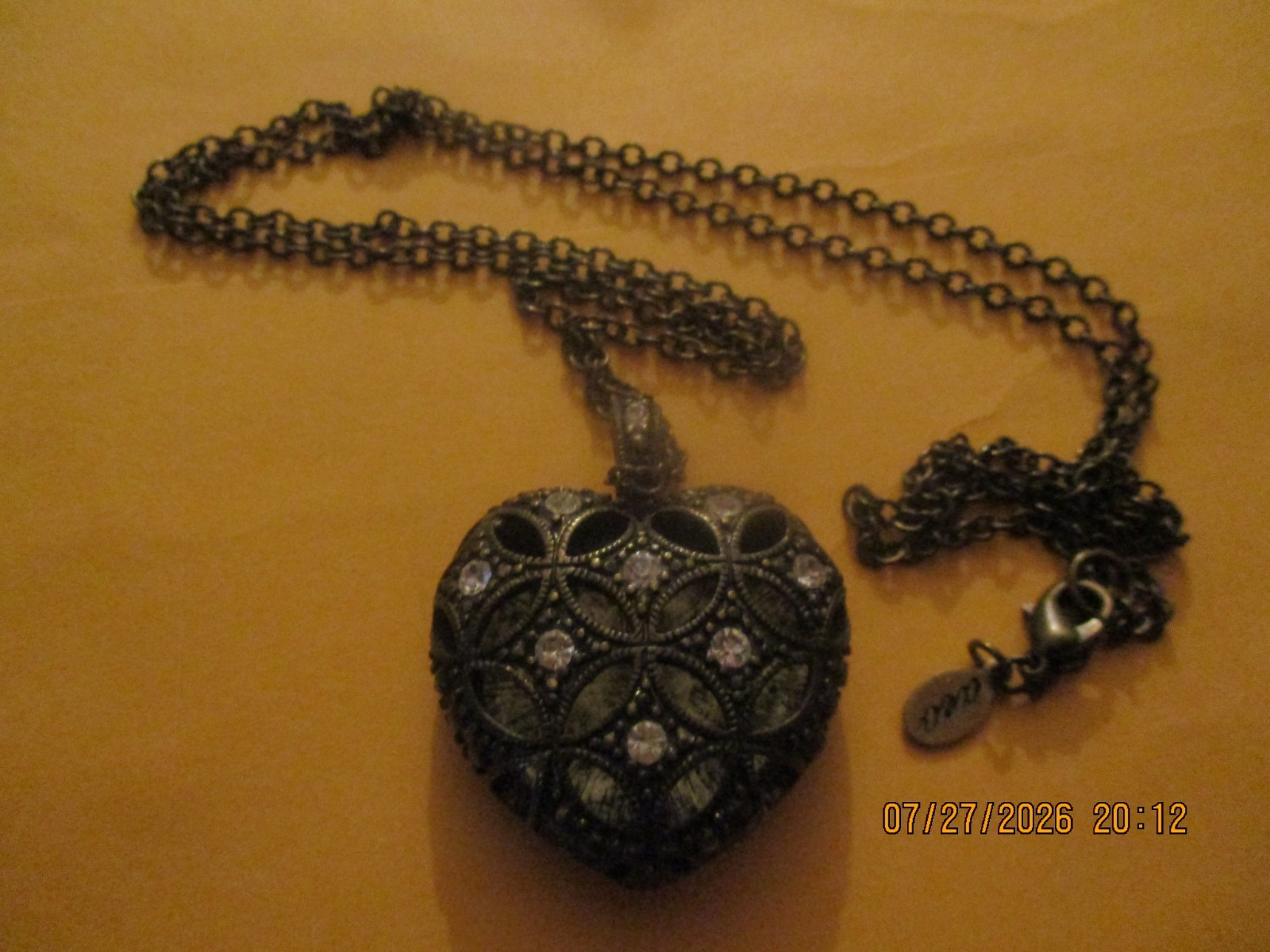 American Eagle Outfitters Black 3D Style Crystal Heart Necklace