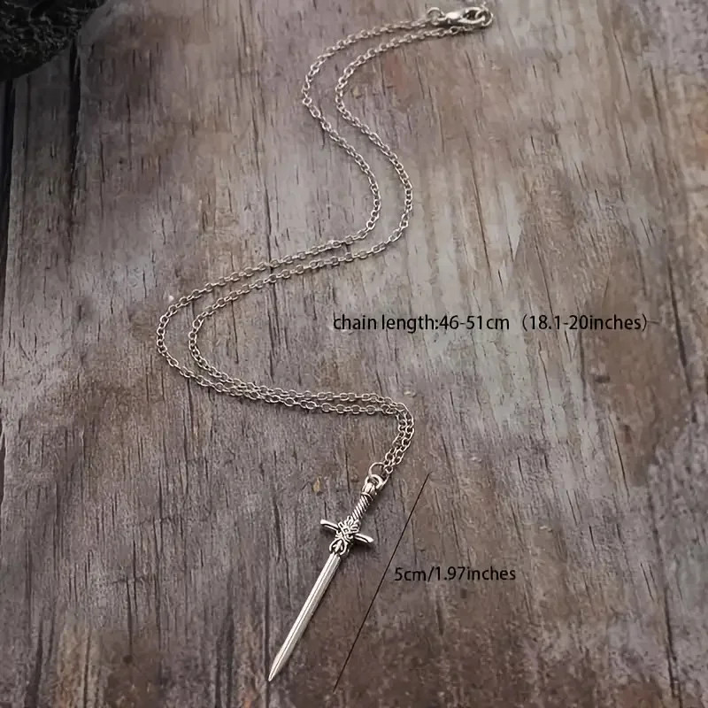 Retro [One Sword Pendant] Retro Sword Pendant Necklace, Punk Style Cross Zinc