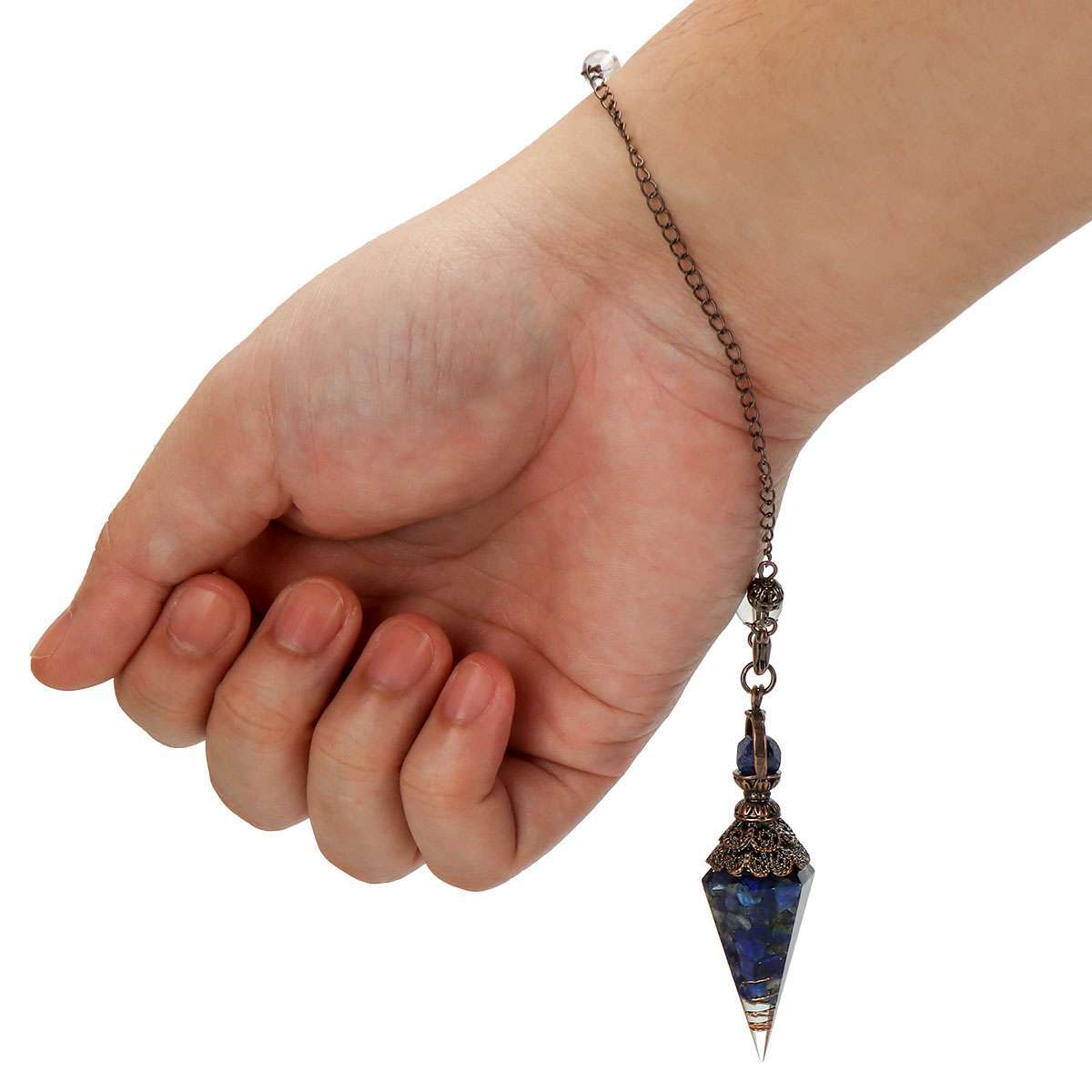 Natural Quartz Pendulum Healing Chips Stone Reiki Crystal Chakra Chain Pendant