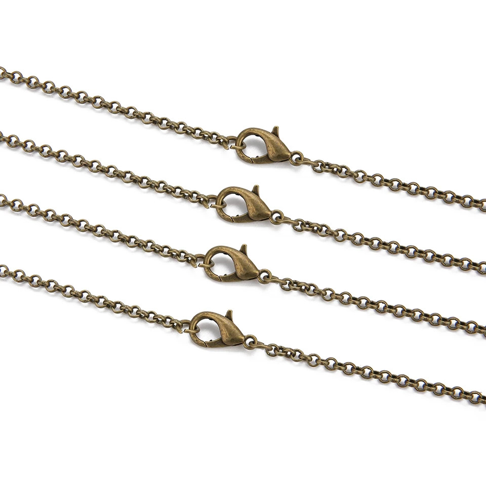 Round Link Chain Necklace Gold Color 3mm Lobster Clasp DIY Jewelry 10PCS