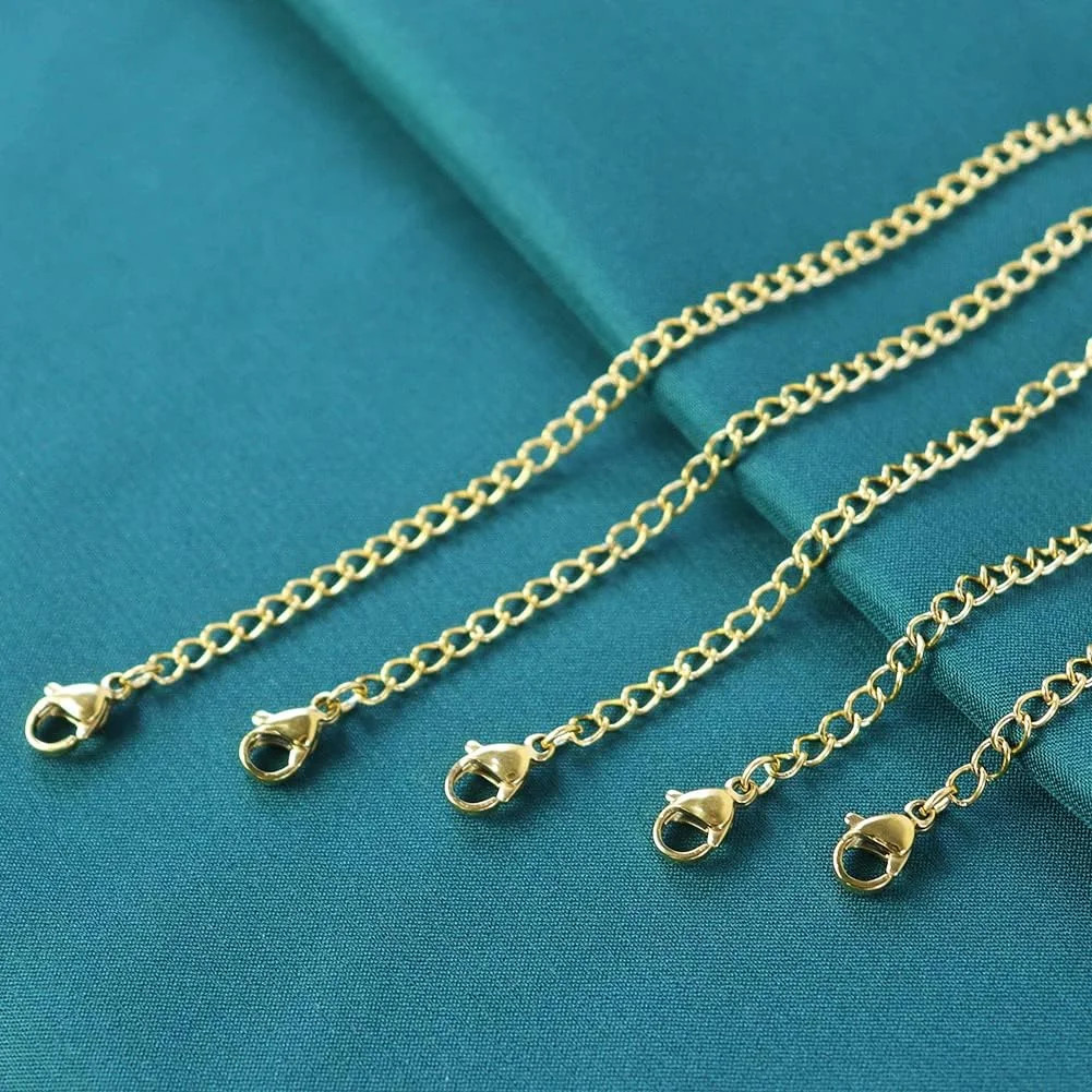 5Pcs Gold Stainless Steel Necklace Extender Chain Links for Ankle Bracelets | 18