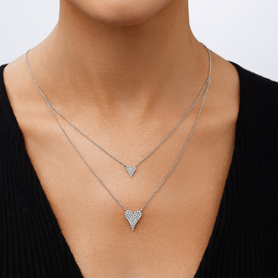 Jennifer Miller Double Pave Heart Layered Necklace
