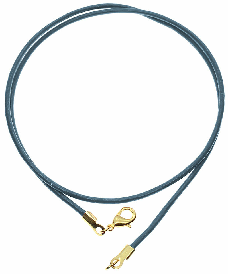 Blue Leather Cord Necklace Silver/Gold Clasp 16″ 18″ 20″ 22″ 24″ 26″ 28″ 30″