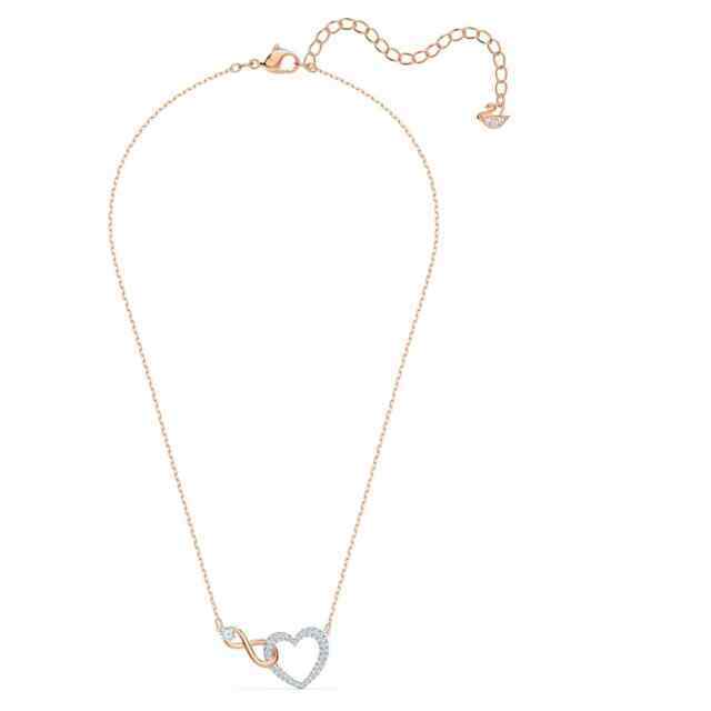 Swarovski Hyperbola Necklace Infinity and Heart White Mixed Metal Finish 5518865