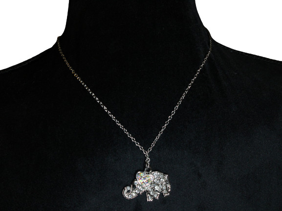 Alloy Metal Clear Crystal Animal Shape Cute Elephant Charm Necklaces