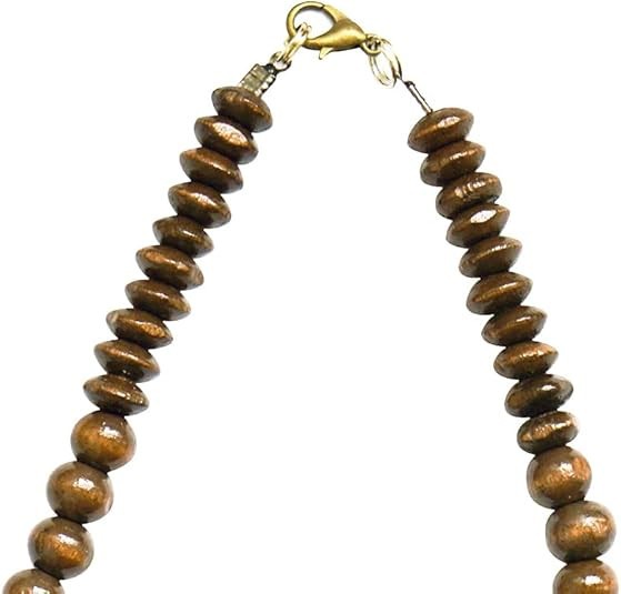 Natural Wood Beads Necklace Unisex Wooden Bead Chain for Men Women