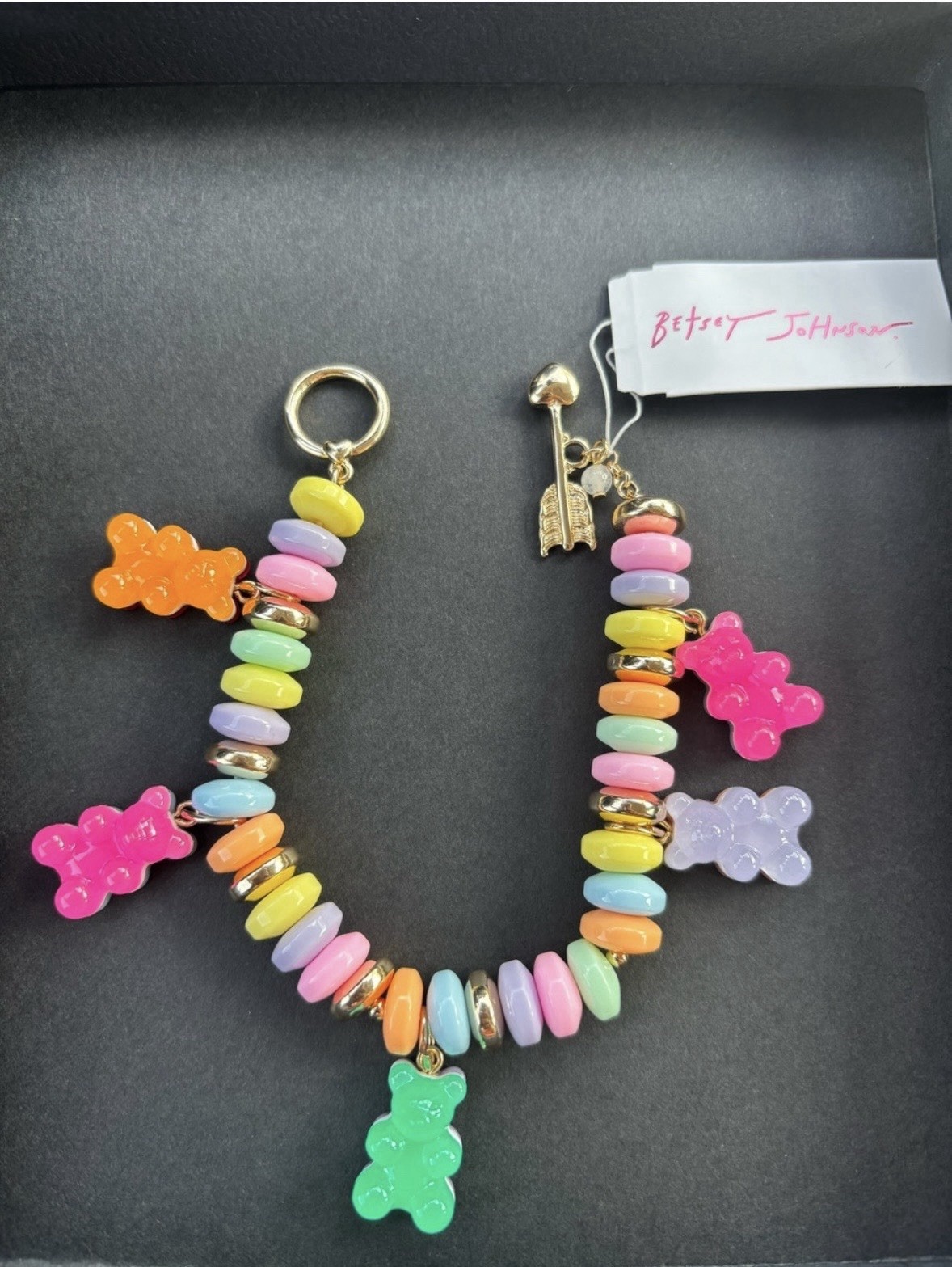 Betsey Johnson Gummy Bear Necklace & Bracelet Set Pastel Beads NWT