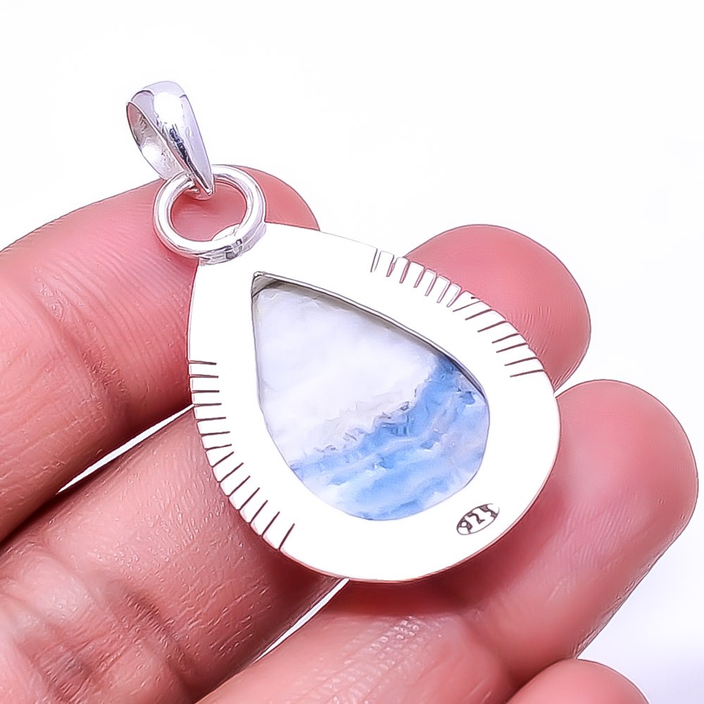 Blue Scheelite – Turkey Gemstone 925 Sterling Silver Pendant 1.76″ P395