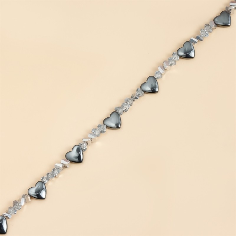 Adjustable Obsidians Heart Necklace With Clear Crystal For Special Occasions