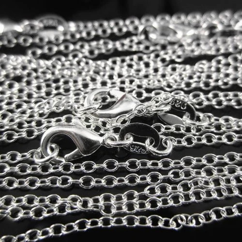 Wholesale 10pcs 925 Sterling Solid Silver 1mm 16inch -24inch Rolo Chain Necklace