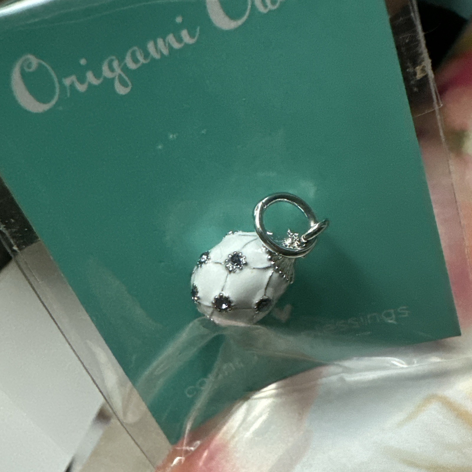 Origami Owl White and Tanzanite with CZ Fabergé Egg Pendant PN2008 NIB