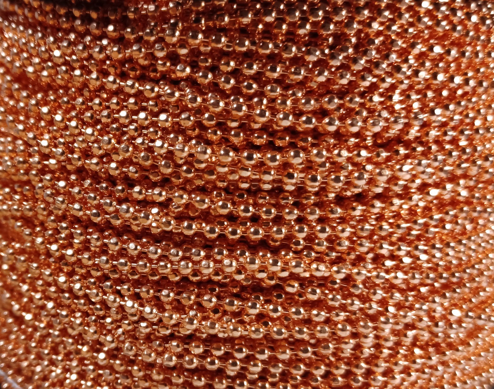 Copper 2.4mm Faceted Ball Bead Military Type Dog Tag Chain Necklace MadeInUSA