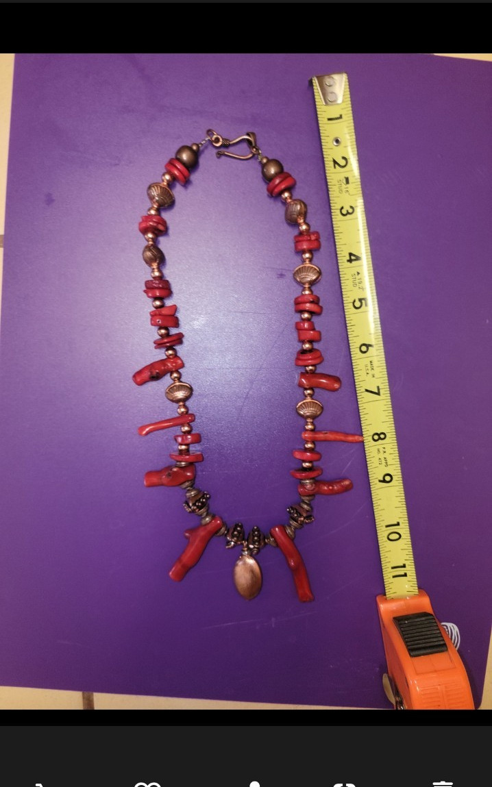 Coral And Copper Hand Crafted Necklace