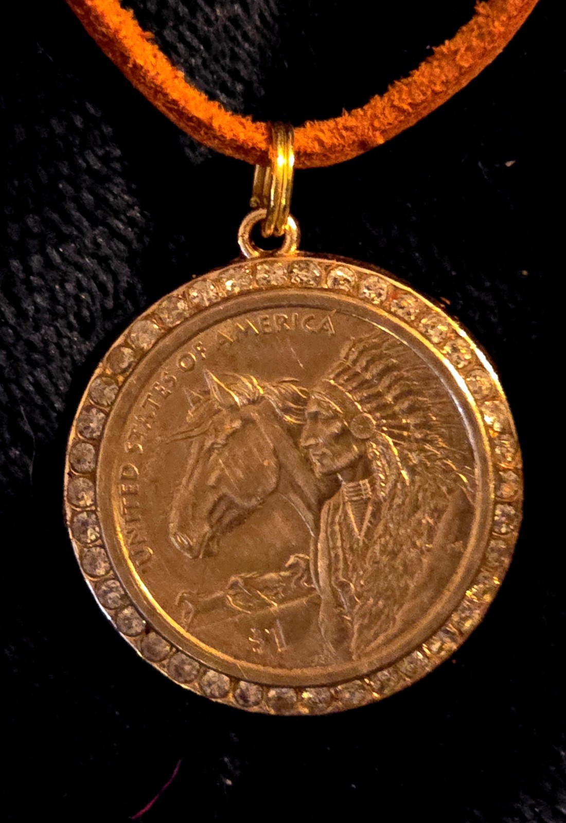 Indian Chief With Horse Sacagawea Dollar Coin Pendant