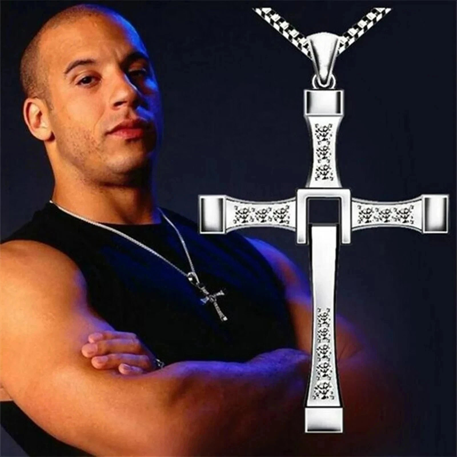 Dominic Toretto Fast and Furious Cross Pendant Necklace Vin Diesel Necklace Men*