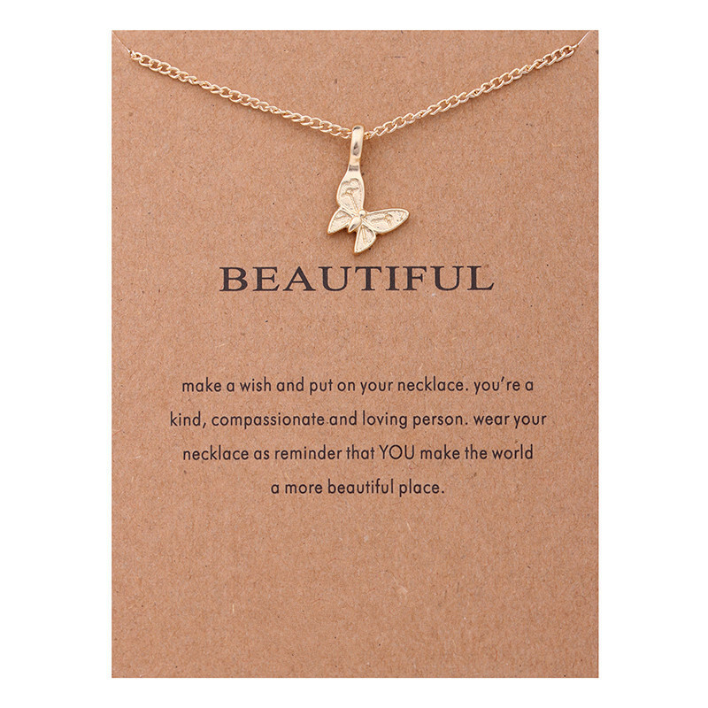 Pretty Gold Dipped “Beautiful” Carded Necklace