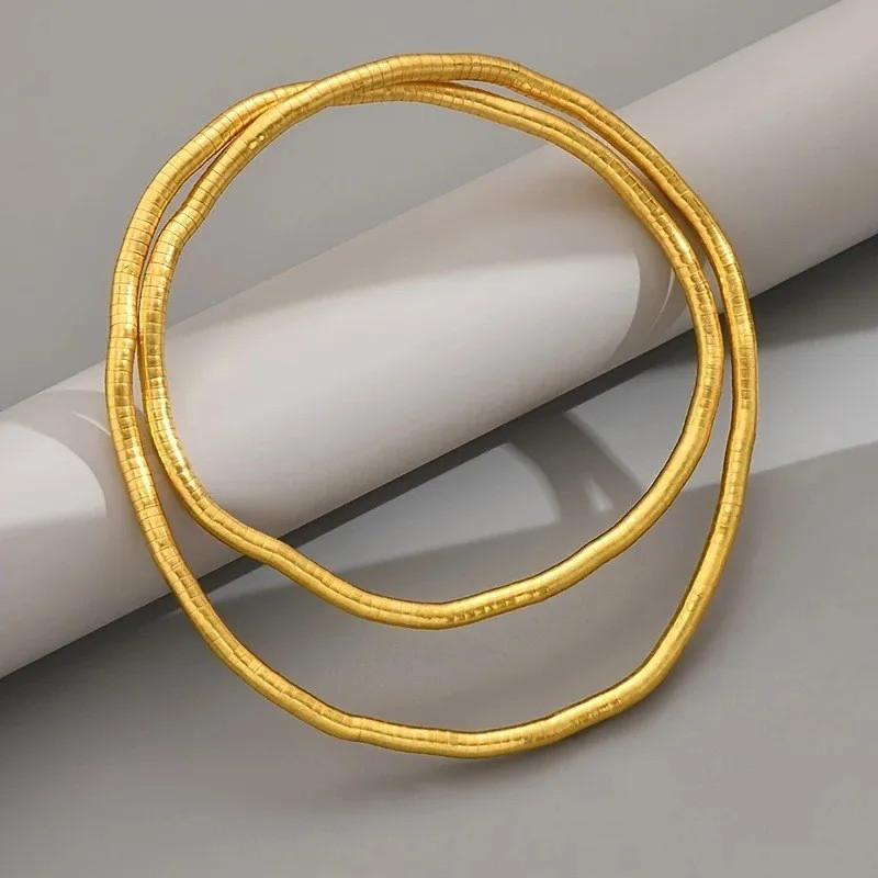Geometric Long Chain Necklace Multilayer Bendable Link 70cm Women Jewelry
