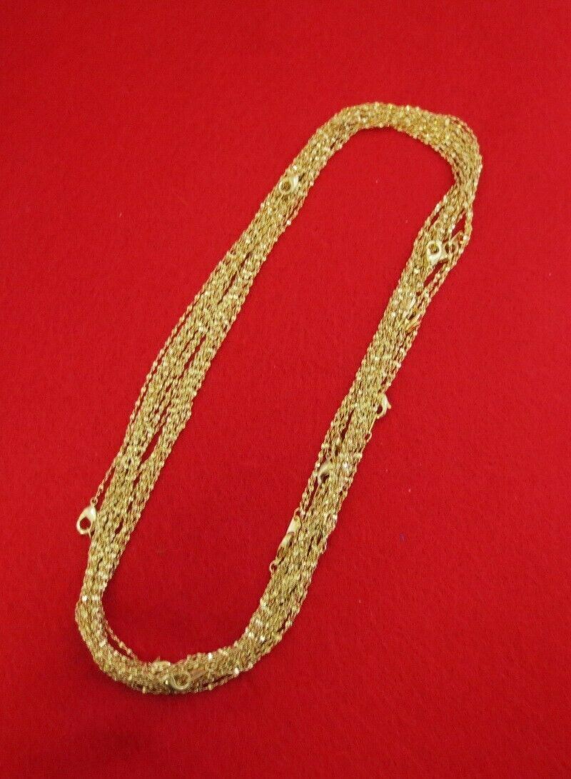 WHOLESALE LOT OF 5 14KT GOLD PLATED 20 INCH 1mm TWISTED NUGGET CHAINS