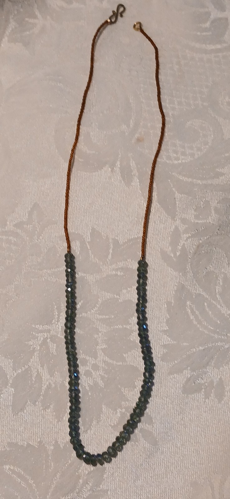 Labradorite Stone 1mm, Amber Tiny Beads, Necklace,Gold Tone Lobster Clasp,9.5″