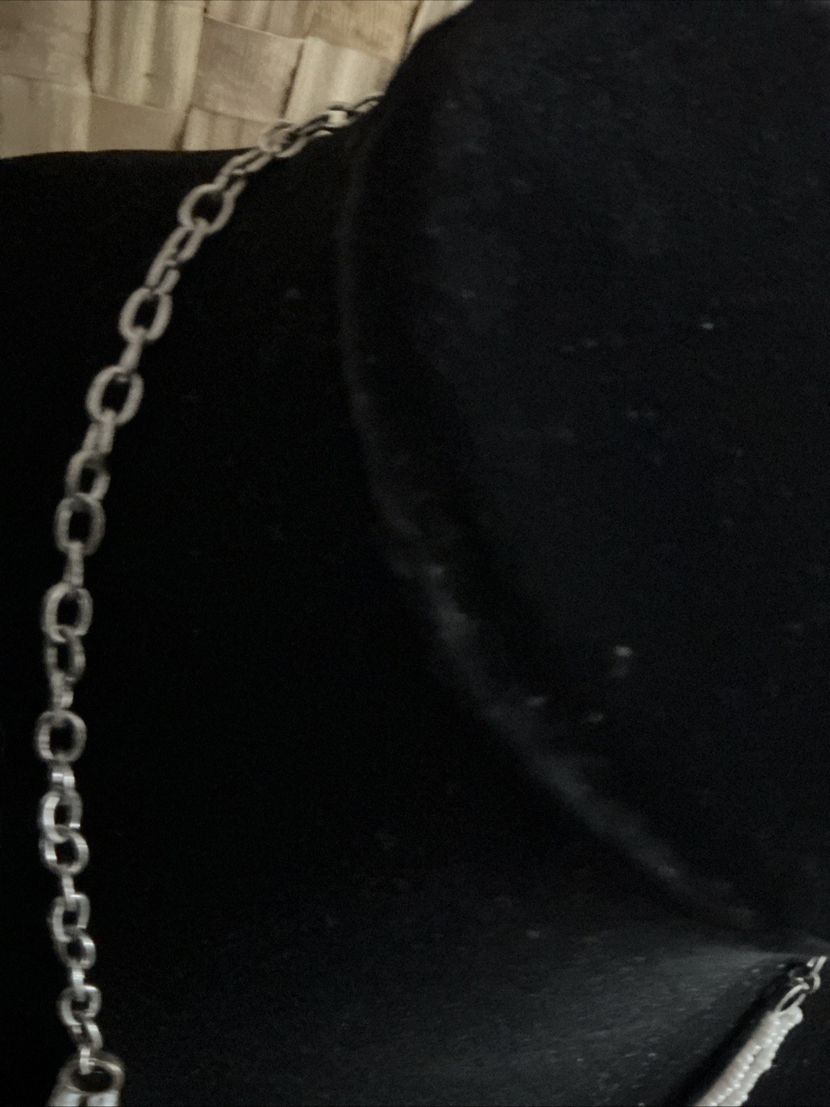 Silver Tone Beaded Art Deco Fringed Pendant Necklace