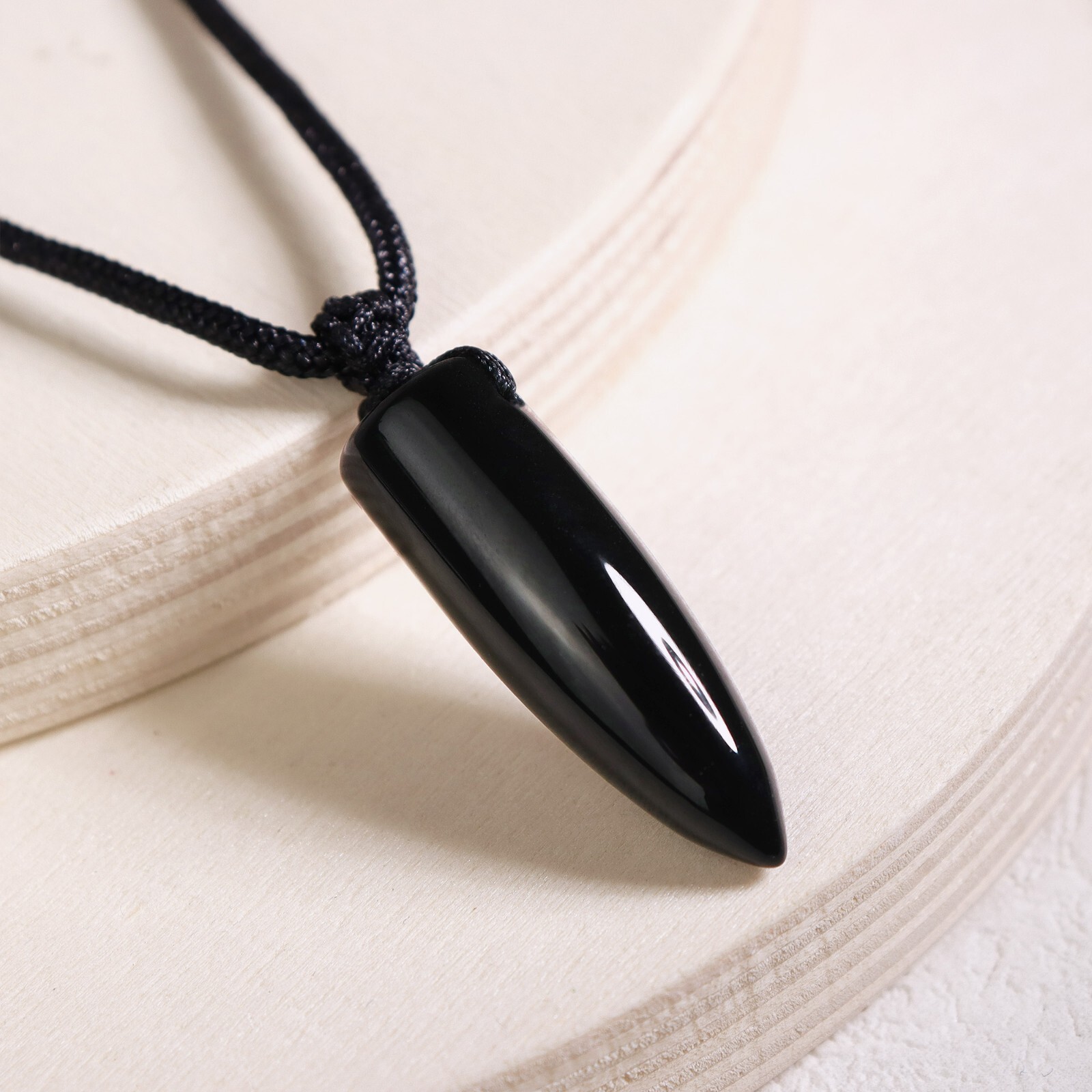 Black Tourmaline Crystal Gemstone Pendant Healing Protection Women Men Necklace
