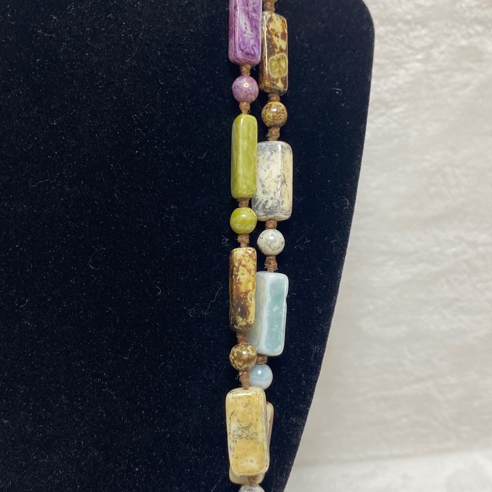 VTG Scottish Multi-Colored Stone Beaded Necklace Gemstone Statement Chunky