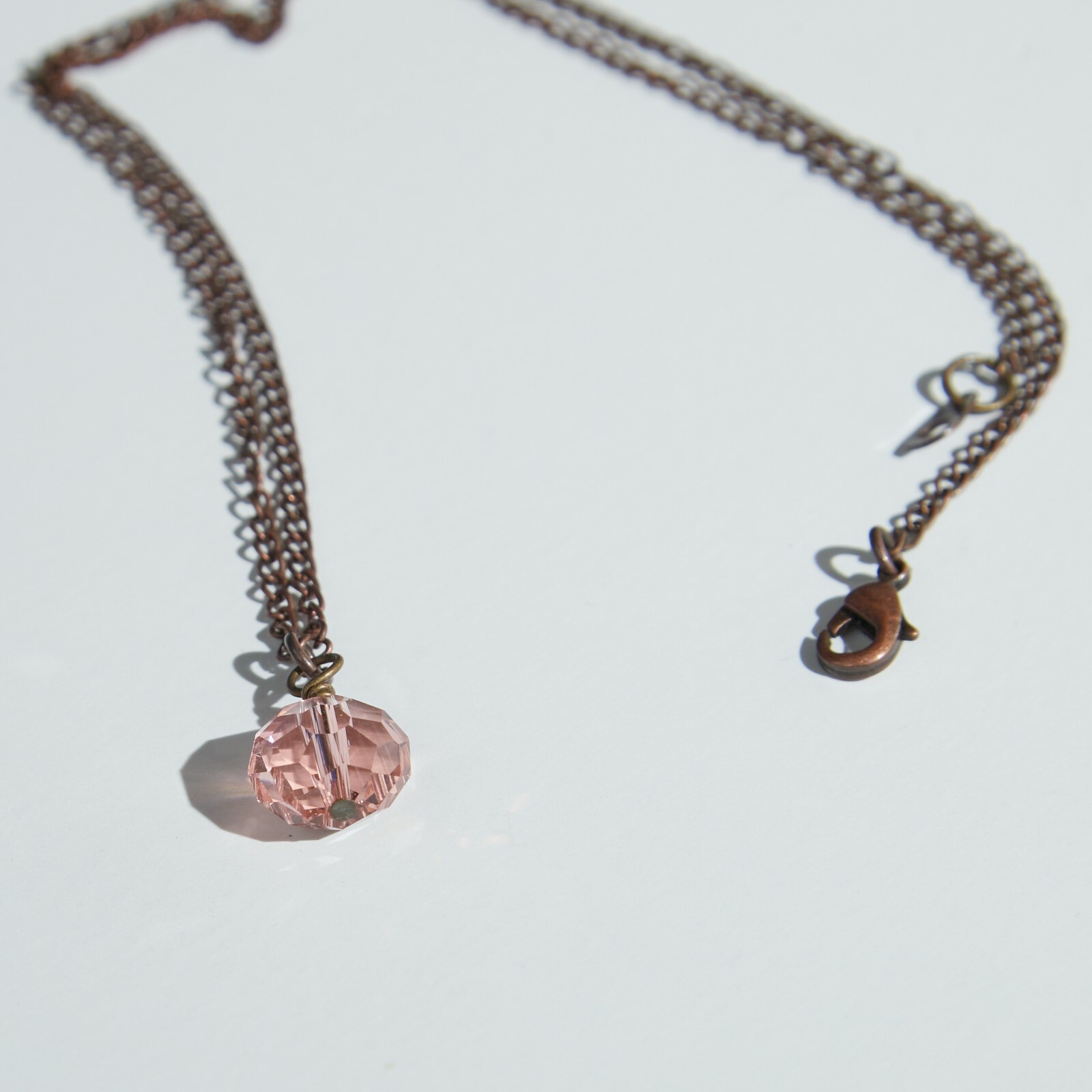Lot of Three Copper tone Necklaces metal, glass beads, 18″ 28″ 29″ Lengths