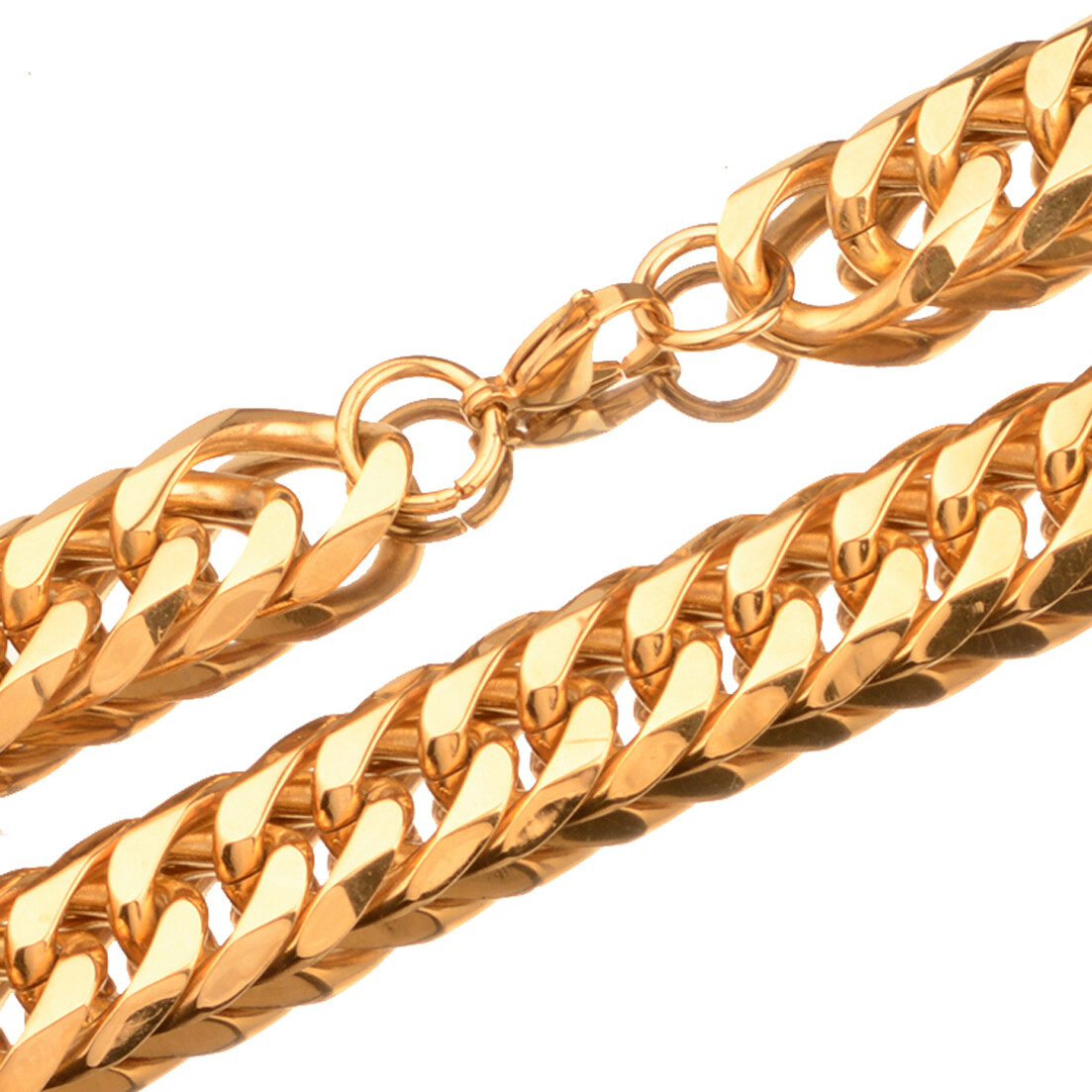 9mm-21mm Fashion 18K Gold Plated Stainless Steel MENS Curb Cuban Chain Necklace