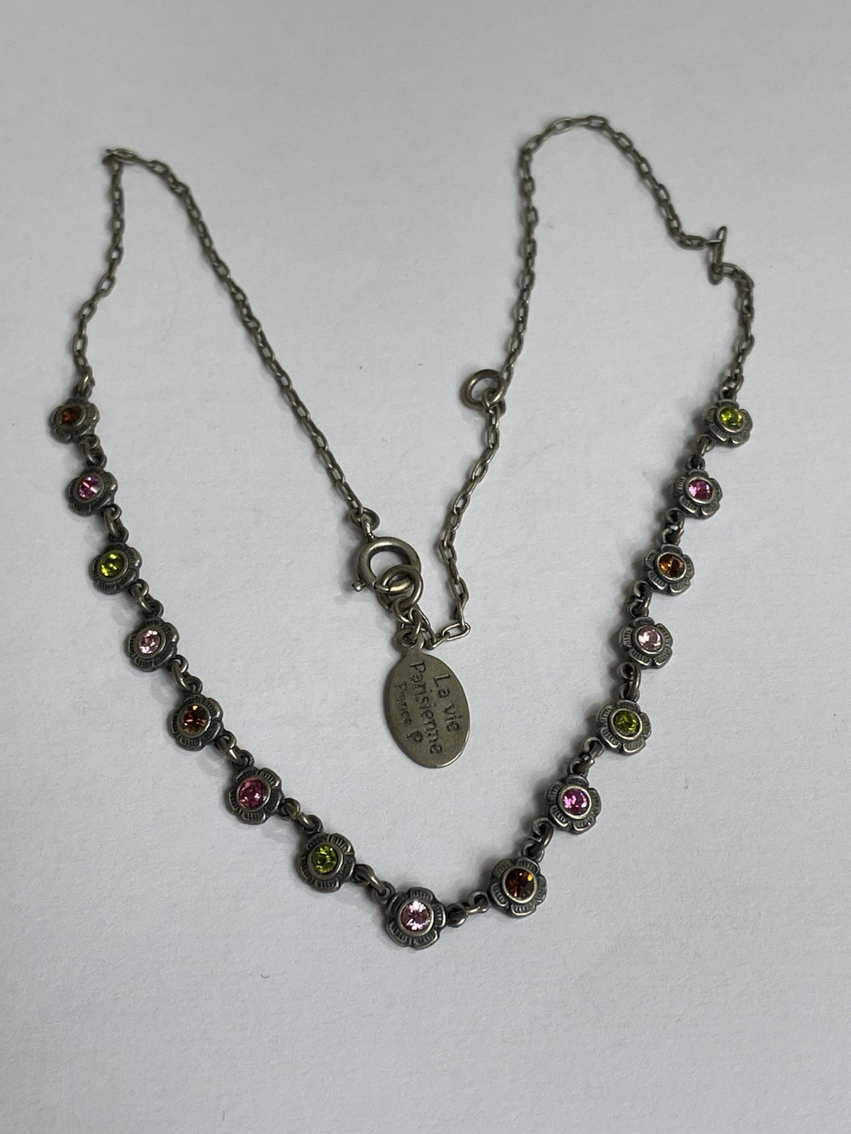 La Vie Parisienne France Flower Station Necklace Multi-colored VTG 16”