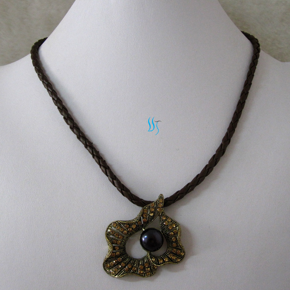 18″ 10.5-11.0mm Freshwater Pearl Necklace Leather Vintage P100——MORE COLORS