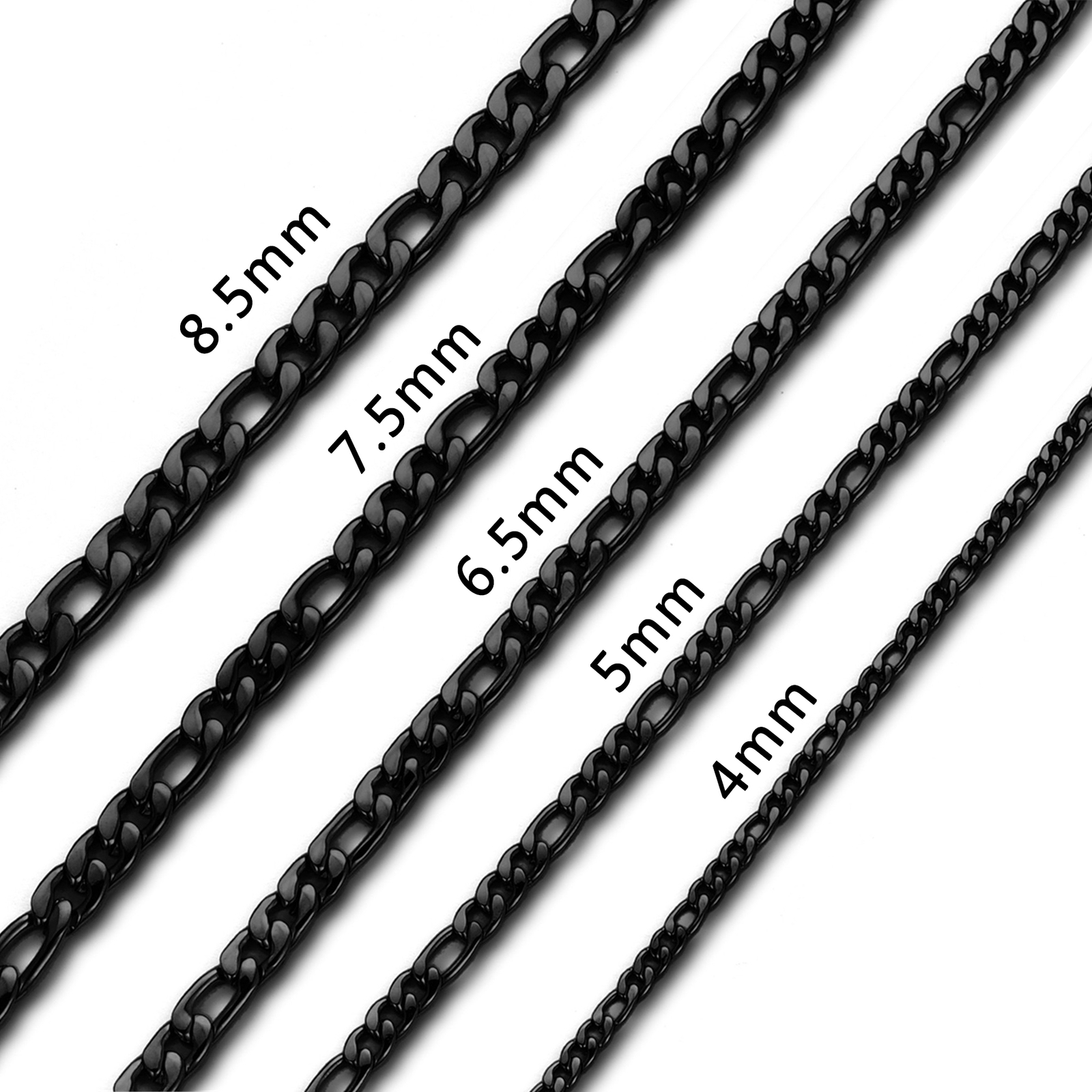 Stainless Steel Black Cuban Curb Chain 16″-24″ Men Choker Necklace 4/5/6.5/7.5mm